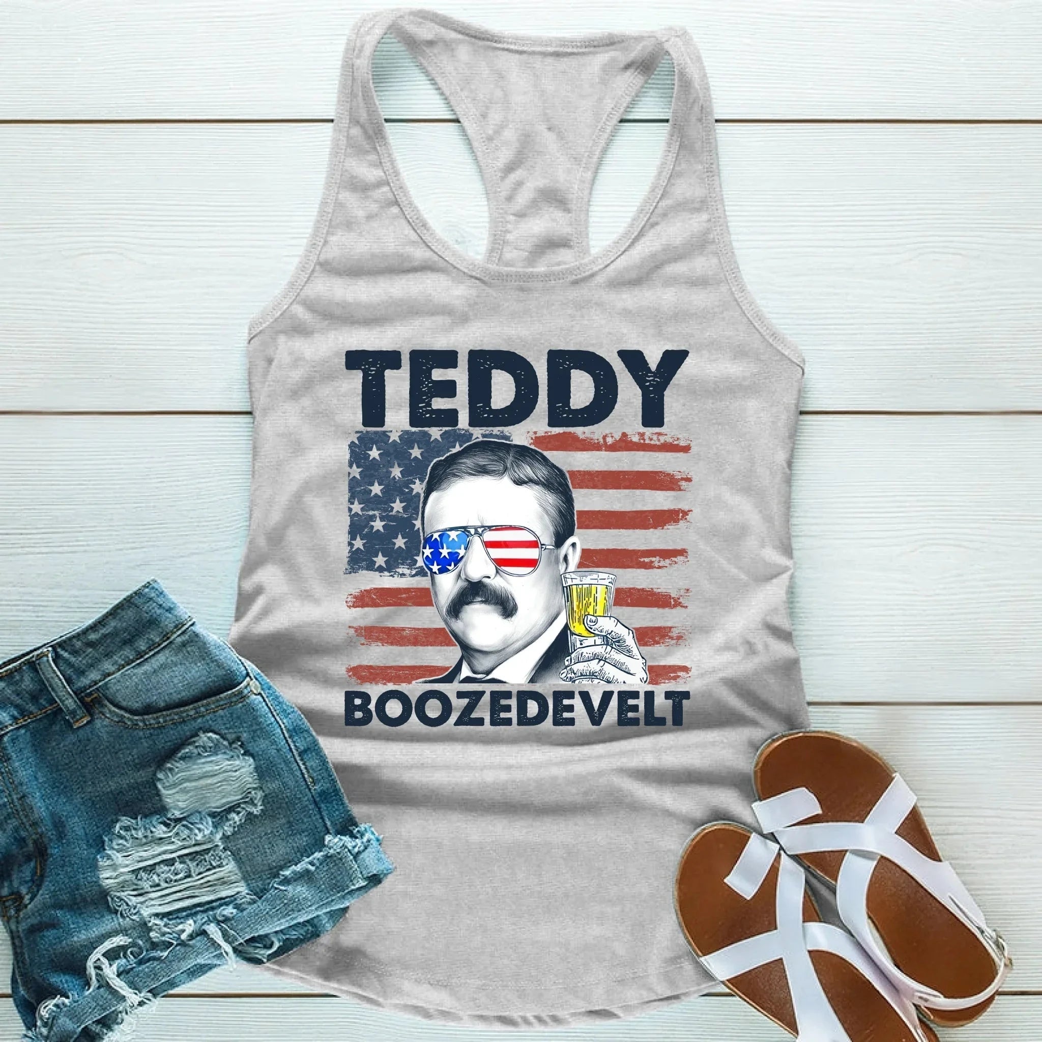 Teddy Boozedevelt Unisex Tank Top – Funny Patriotic Party Tee Adorb.co